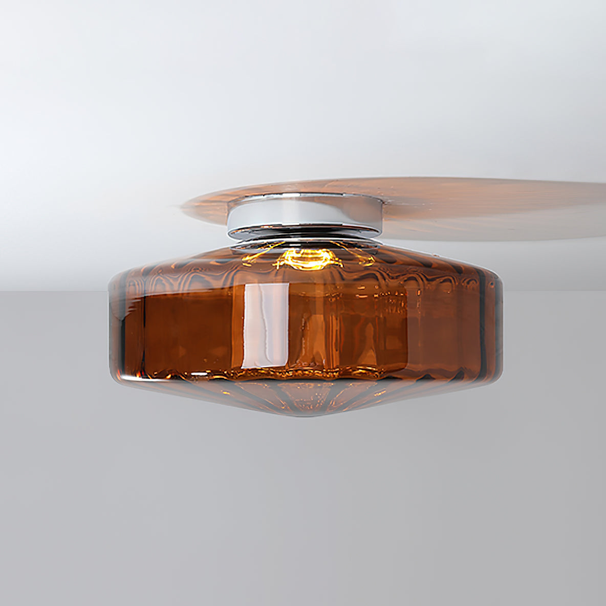 Plafondlamp Geribbeld Glas Chroom Vintage Modern Compacte Verlichting Hal