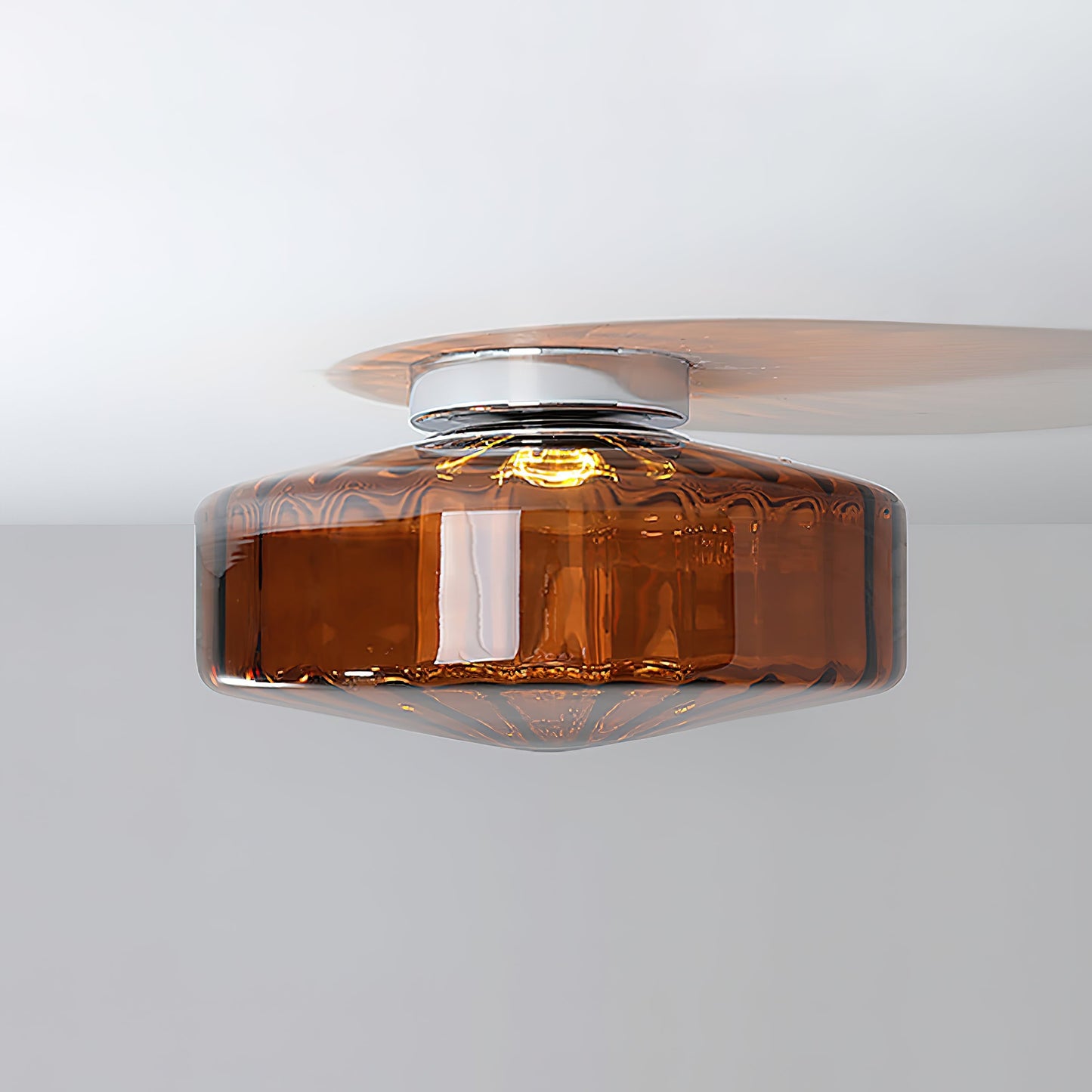 Plafondlamp Geribbeld Glas Chroom Vintage Modern Compacte Verlichting Hal