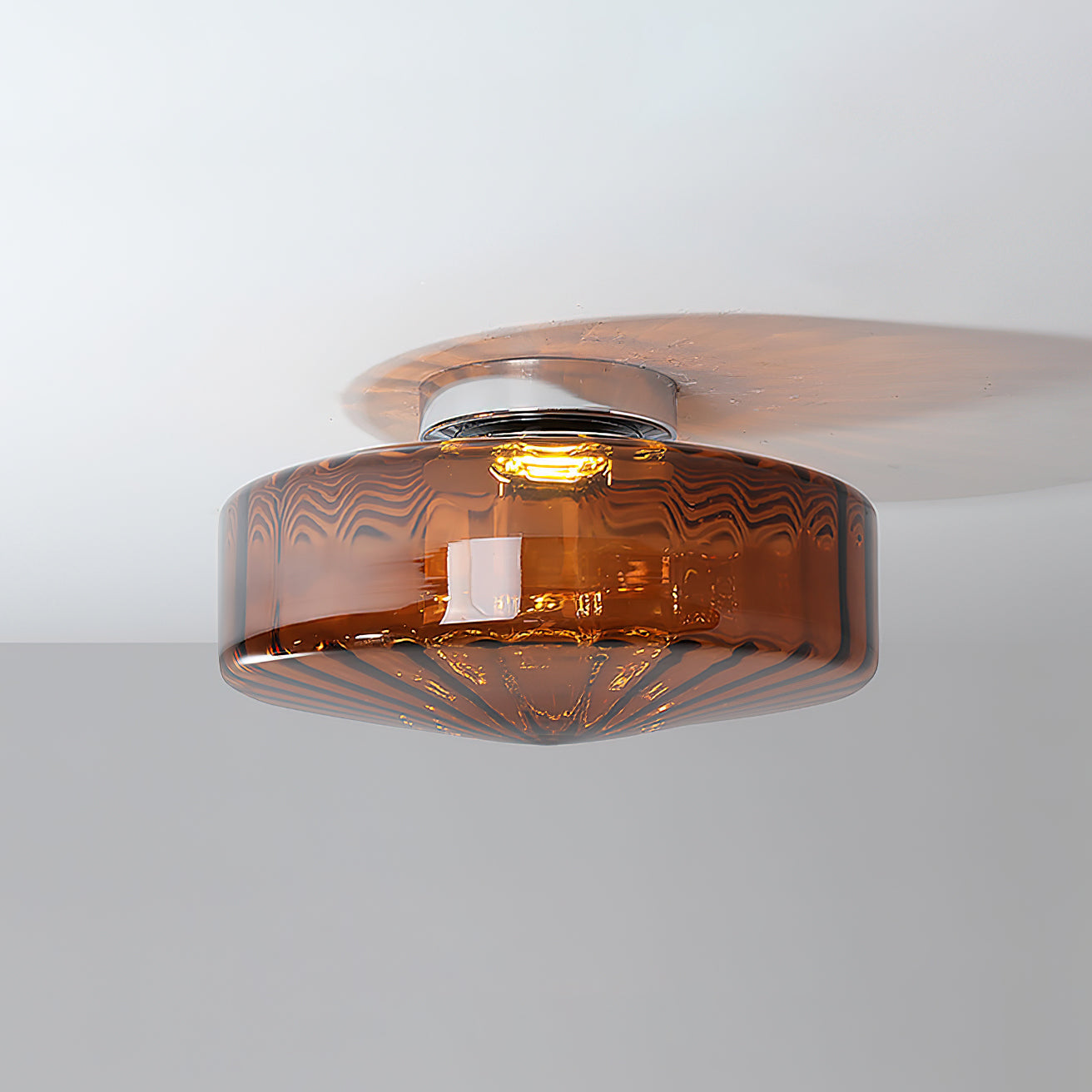 Plafondlamp Geribbeld Glas Chroom Vintage Modern Compacte Verlichting Hal