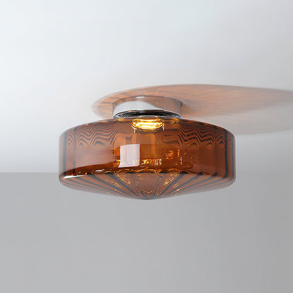 Plafondlamp Geribbeld Glas Chroom Vintage Modern Compacte Verlichting Hal