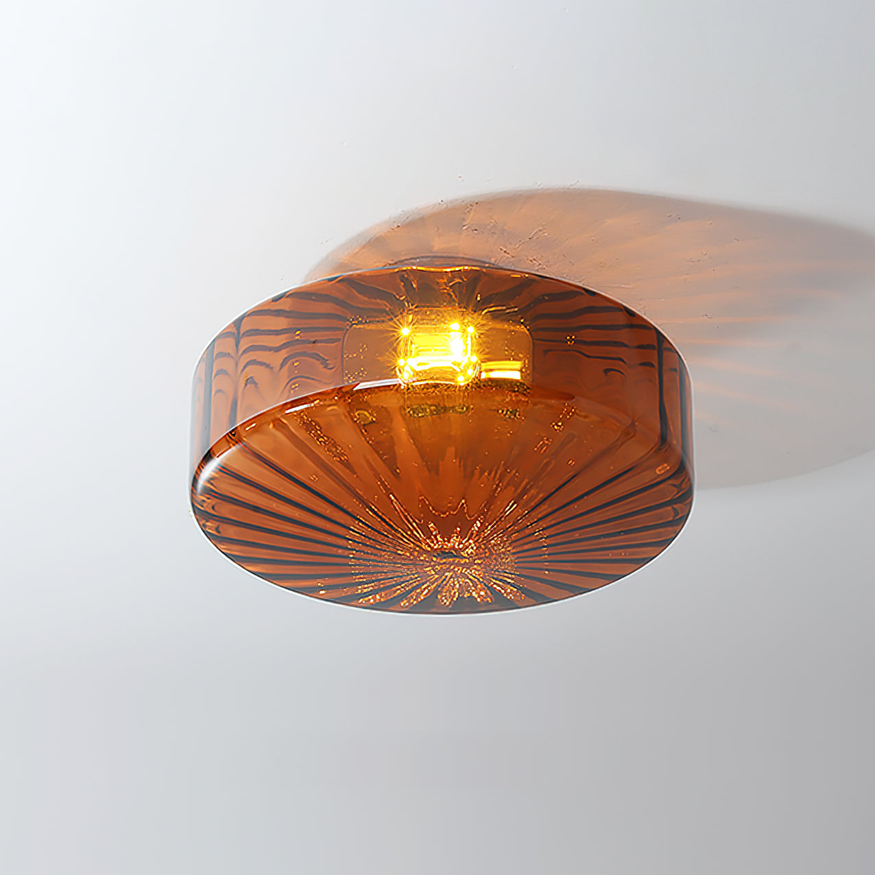 Plafondlamp Geribbeld Glas Chroom Vintage Modern Compacte Verlichting Hal