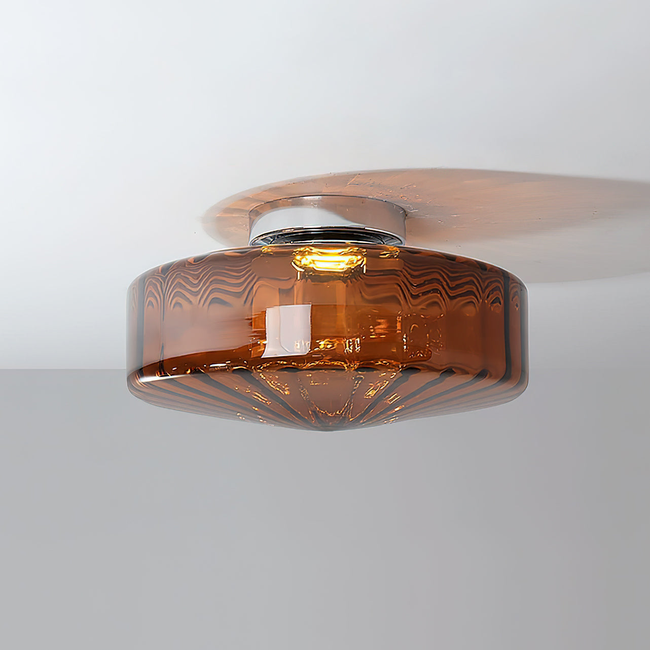 Plafondlamp Geribbeld Glas Chroom Vintage Modern Compacte Verlichting Hal