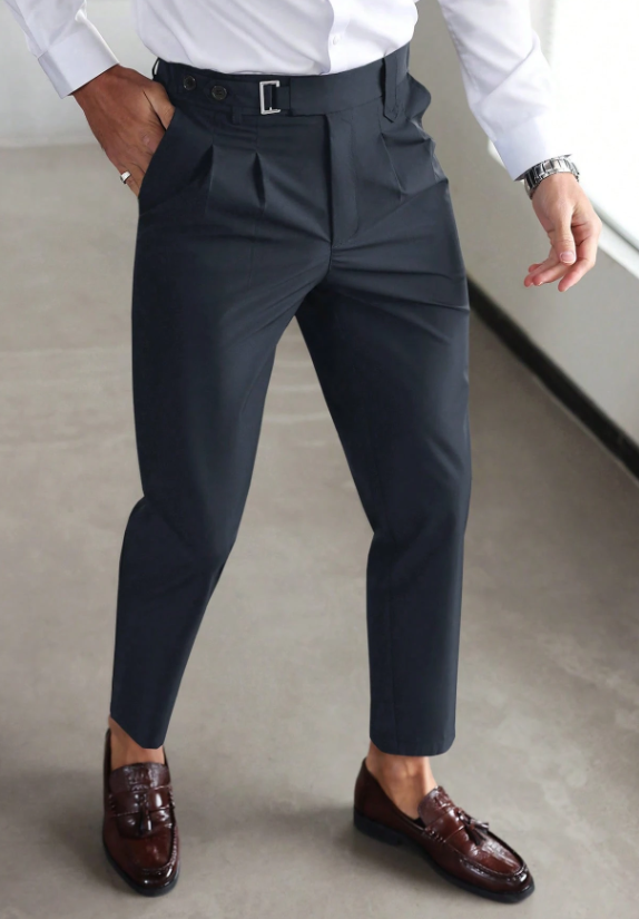 Heren Pantalon Hoge Taille Gladde Pasvorm