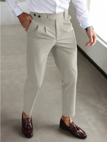 Heren Pantalon Hoge Taille Gladde Pasvorm