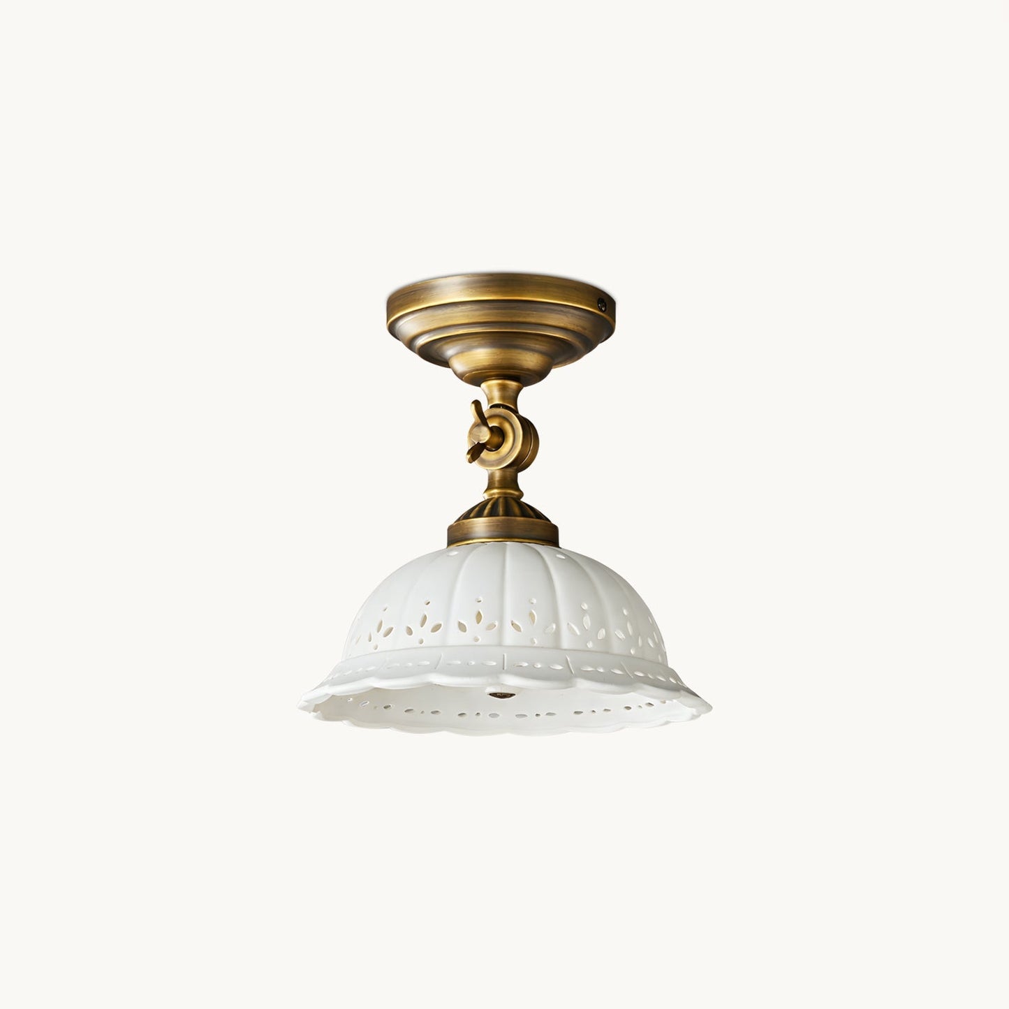 Haylea Plafondlamp Keramiek & Messing – Klassieke Entree Eetkamer Verlichting ø 22 cm