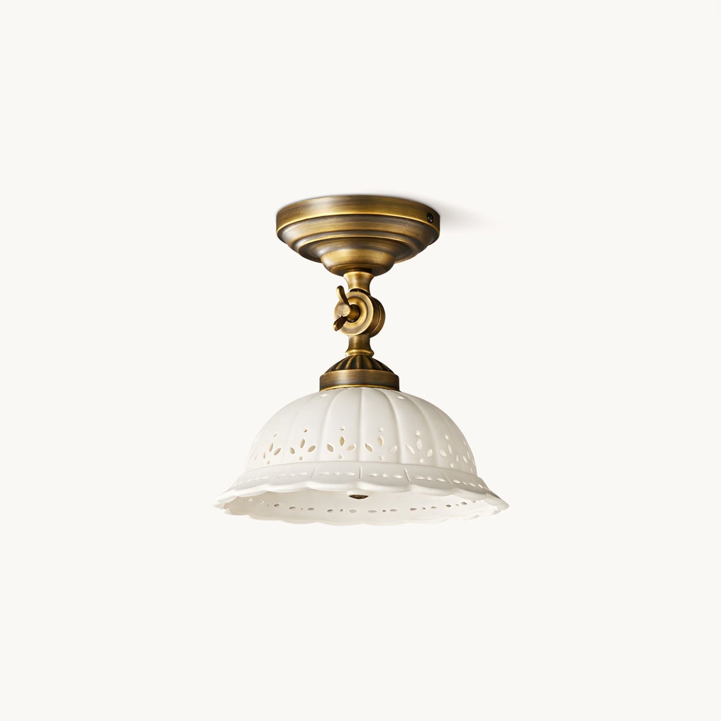 Haylea Plafondlamp Keramiek & Messing – Klassieke Entree Eetkamer Verlichting ø 22 cm