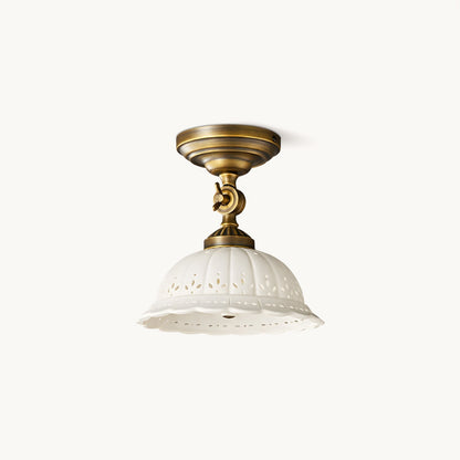 Haylea Plafondlamp Keramiek & Messing – Klassieke Entree Eetkamer Verlichting ø 22 cm