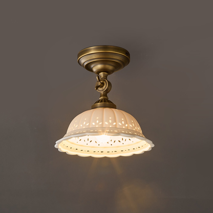 Haylea Plafondlamp Keramiek & Messing – Klassieke Entree Eetkamer Verlichting ø 22 cm
