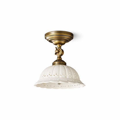 Haylea Plafondlamp Keramiek & Messing – Klassieke Entree Eetkamer Verlichting ø 22 cm