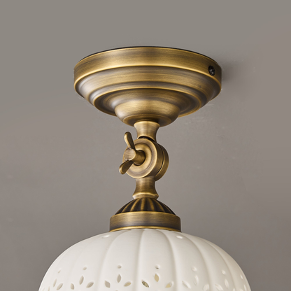 Haylea Plafondlamp Keramiek & Messing – Klassieke Entree Eetkamer Verlichting ø 22 cm