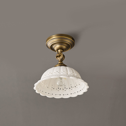 Haylea Plafondlamp Keramiek & Messing – Klassieke Entree Eetkamer Verlichting ø 22 cm