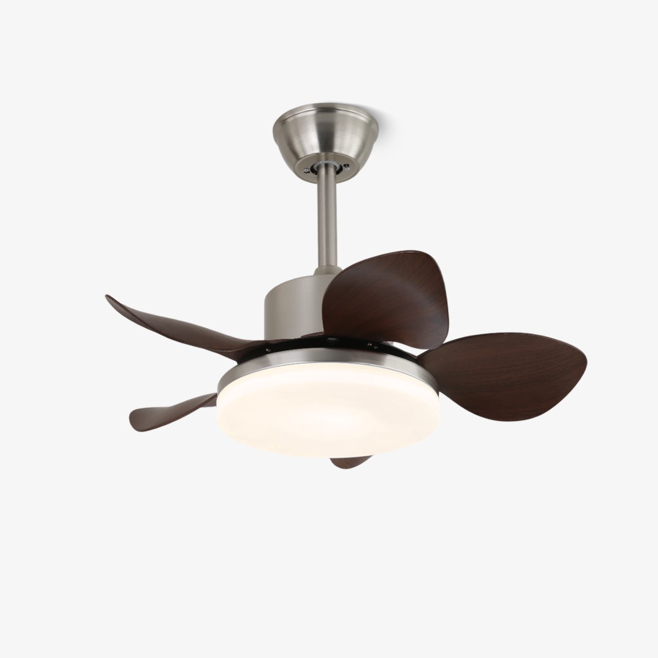 Houten Plafondventilator Kaelen met Verlichting ø71cm | LED Ventilatorlamp Kantelbare Bladen Afstandsbediening 6 Standen | Modern Scandinavisch Ontwerp Nikkel Walnoothout Acryl