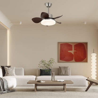 Houten Plafondventilator Kaelen met Verlichting ø71cm | LED Ventilatorlamp Kantelbare Bladen Afstandsbediening 6 Standen | Modern Scandinavisch Ontwerp Nikkel Walnoothout Acryl
