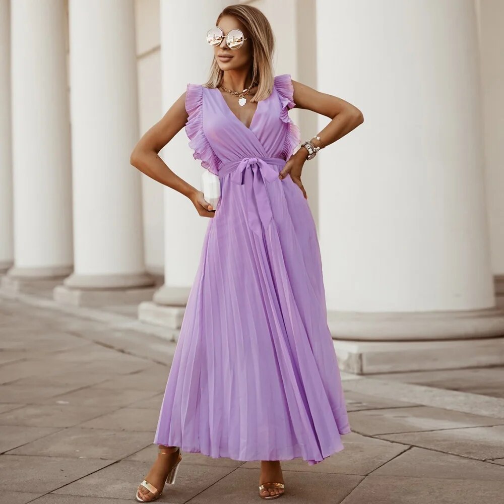 Vrouwelijke Zomerjurk Ruches en Plooien Vintage Look