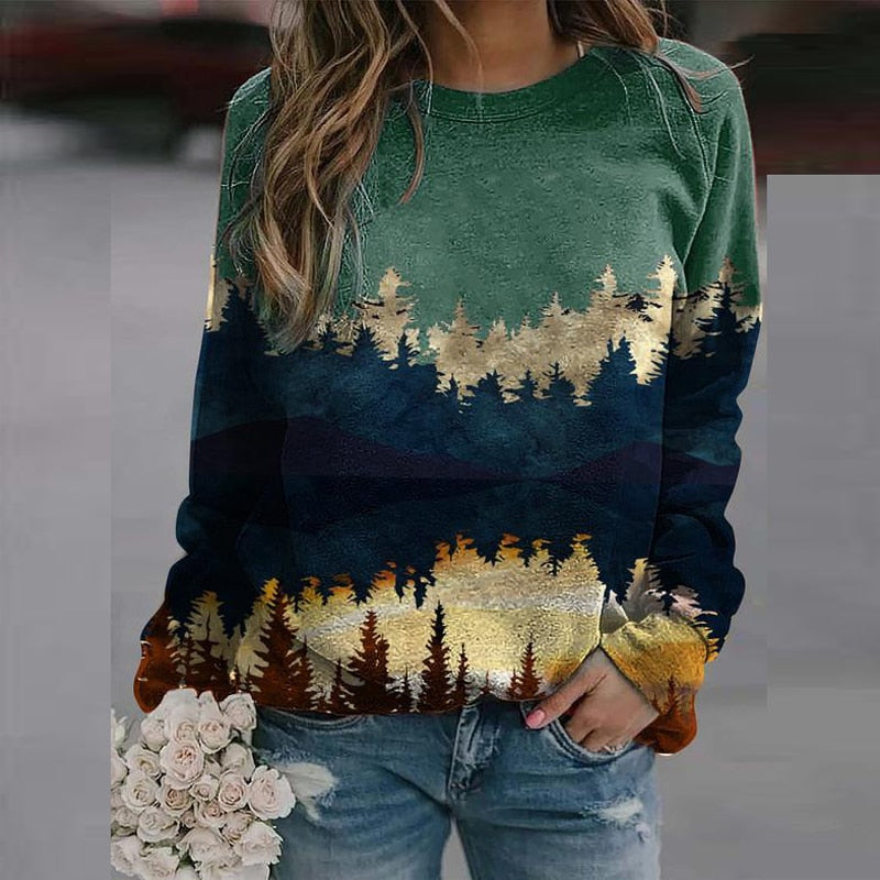 Dames Trui Warm en Comfortabel met Natuurlijke Print
