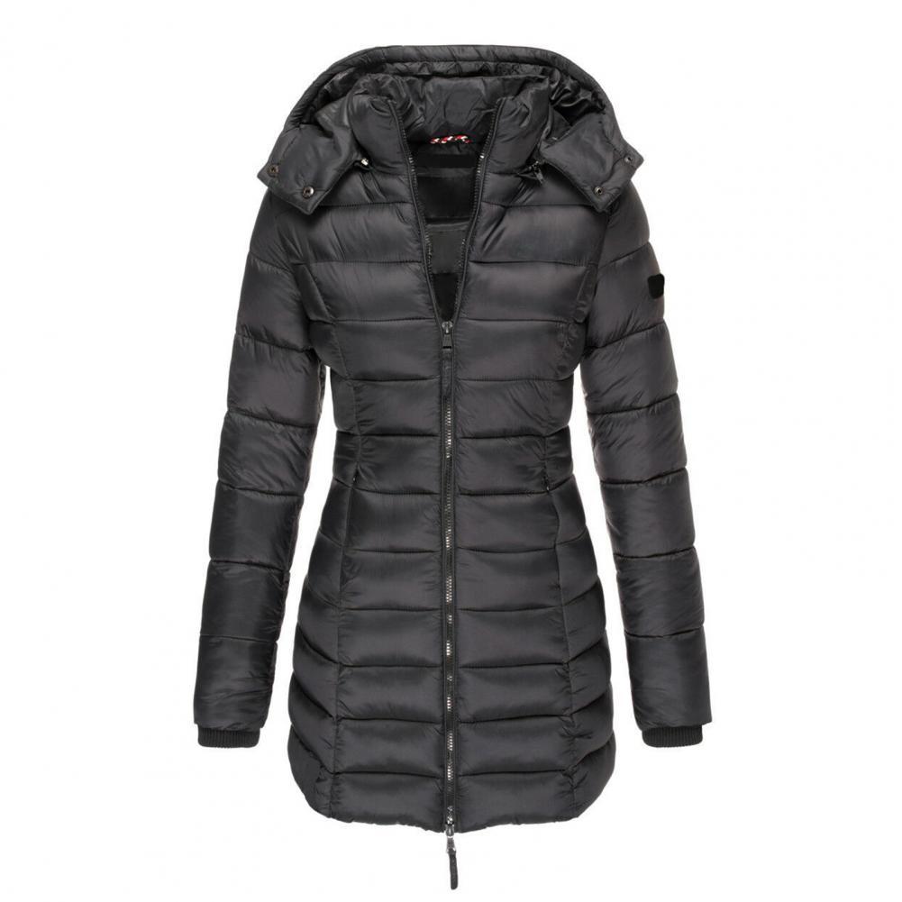 Dames Winterjas Lange Warme Gewatteerde Jas Met Capuchon