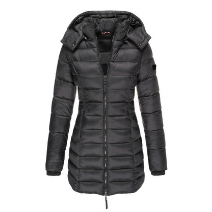 Dames Winterjas Lange Warme Gewatteerde Jas Met Capuchon