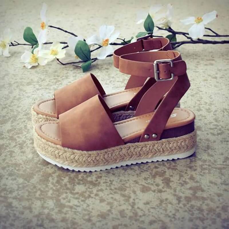 Dames Plateau Sandalen met Verstelbaar Enkelbandje | Zomerse Sleehak Schoenen met Open Teen voor Dagelijks Gebruik