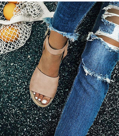 Dames Plateau Sandalen met Verstelbaar Enkelbandje | Zomerse Sleehak Schoenen met Open Teen voor Dagelijks Gebruik