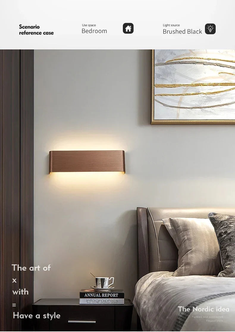 Ultra-dunne design wandlamp APHRODITE — moderne aluminium LED-wandverlichting met acryl kap
