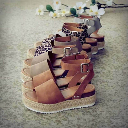 Dames Plateau Sandalen met Verstelbaar Enkelbandje | Zomerse Sleehak Schoenen met Open Teen voor Dagelijks Gebruik