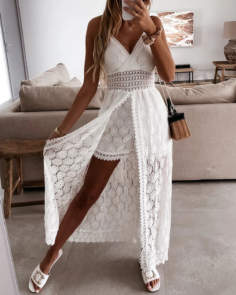 Jumpsuit met Kant Print voor Vrouw Zomerjurk - StudioMarella