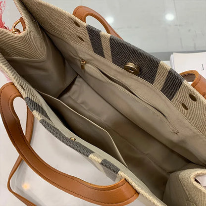 Vintage Stripe Zilveren Handtas met Riem