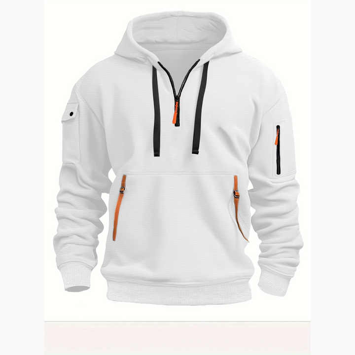 Adriano | Fleece Trui met Kap en Half Rits