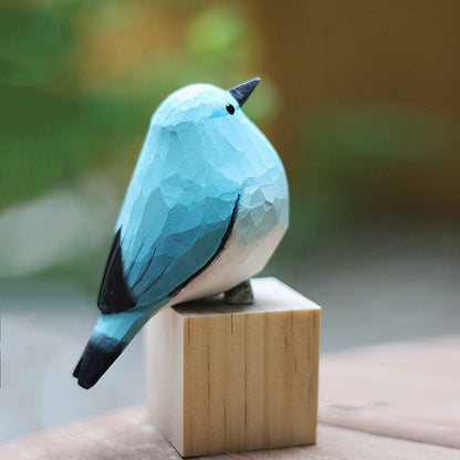 Handgesneden Houten Vogelfiguurtje Scandinavische Stijl Roodborstje Decoratie