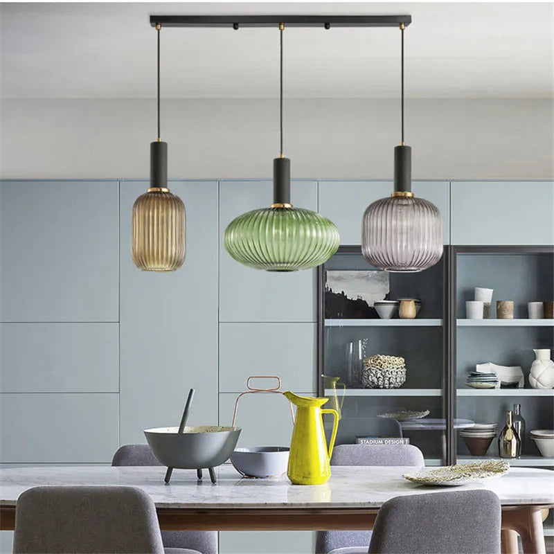Hanglamp Gekleurd Glas Retro Nordisch E27 Wit Groen Roze Ø13 Ø30 Eetkamer