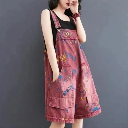 Zomer Overall Denim Shorts Bluzy Jurk