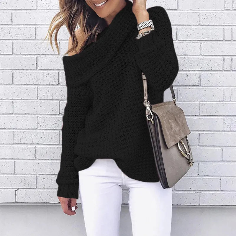 Zachte Trui Off-Shoulder Herfstkleuren Warm en Stijlvol - StudioMarella