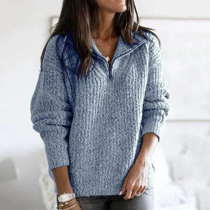 Dames Trui Halfzip Met Textuur en Zachte Structuur