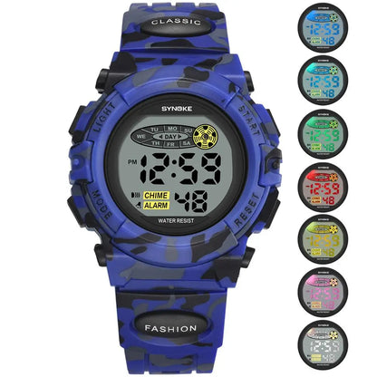 Digitaal Kinderhorloge Waterdicht Sportief met Stoppuhr Datum Alarm Moderne Polshorloge voor Jongens Meisjes School Outdoor Activiteiten Kleurrijk Display LED Backlight Robuust Siliconen Band
