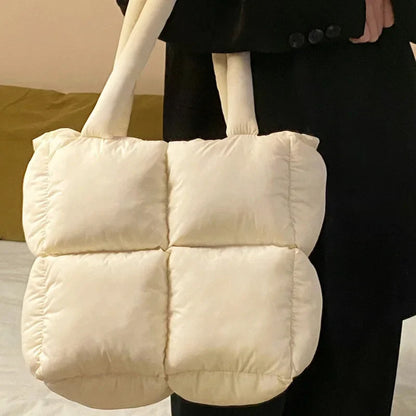 Witte Winter Tote Tas Grote Capaciteit