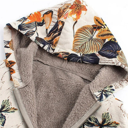 Damesjas Bloemenprint Warm en Comfortabel voor Herfst en Winter