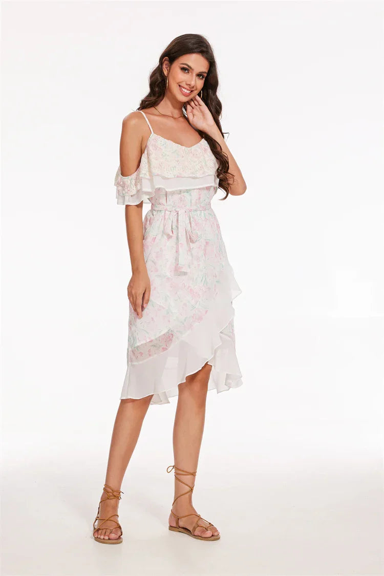 Chic Jurkje met Ruches en Bloemenprint