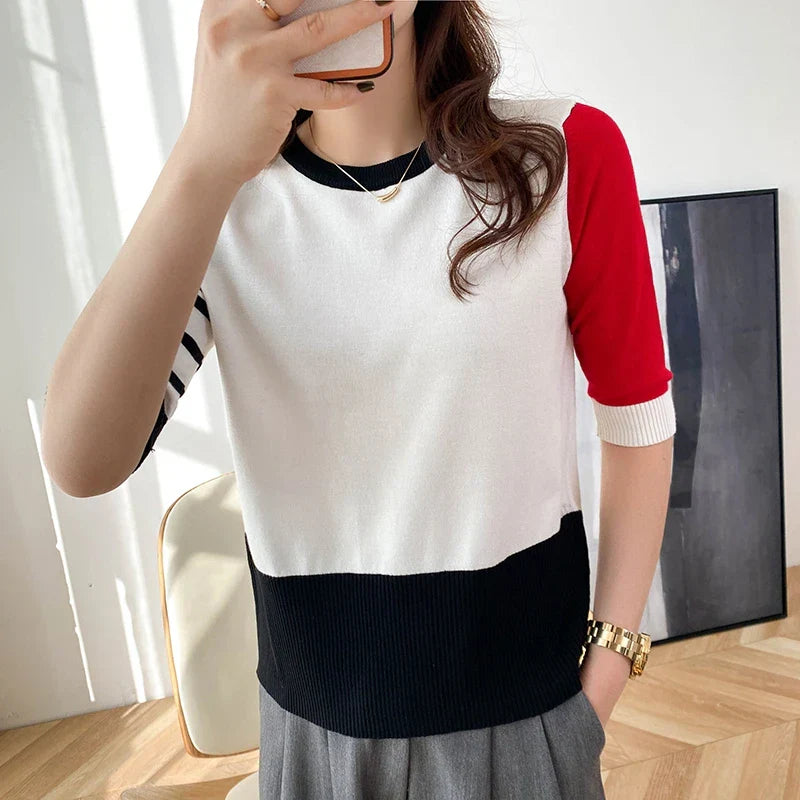 Kort T-shirt Zomerse Kleuren Trendy Design