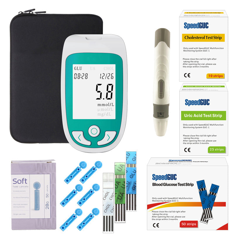 Multifunctionele Gezondheidsmeter 3-in-1 Thuistester Cholesterol Glucosewaarde Urinezuur Digitale Bloedsuikermeter Snelle Zelftest