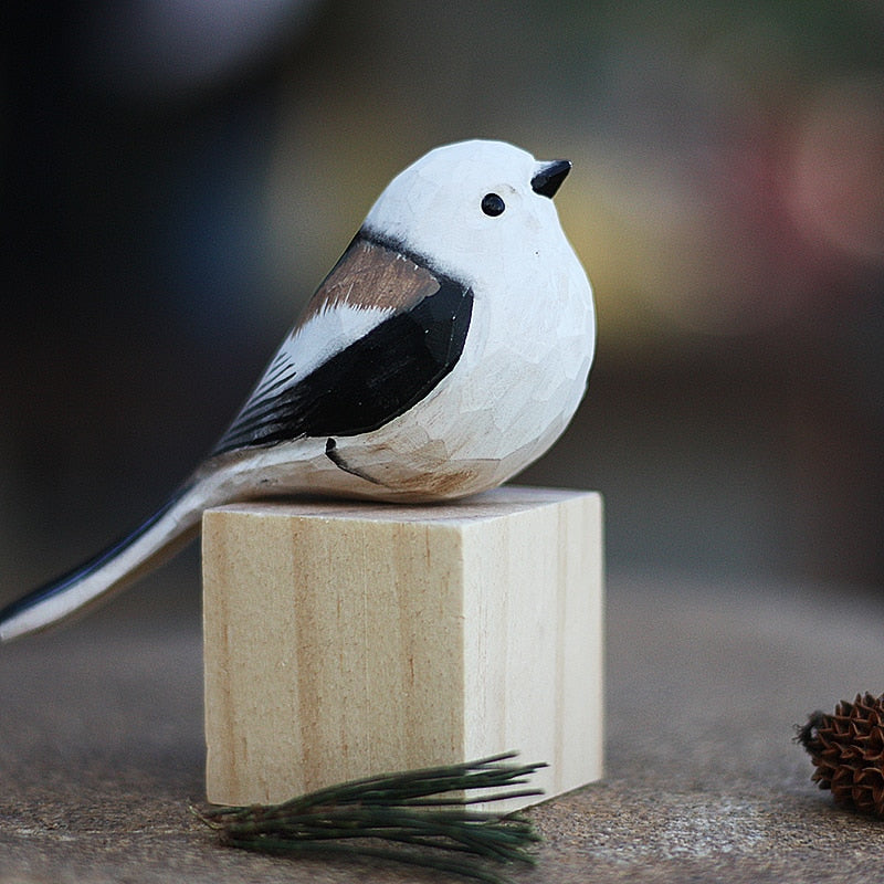 Handgesneden Houten Vogelfiguurtje Scandinavische Stijl Roodborstje Decoratie