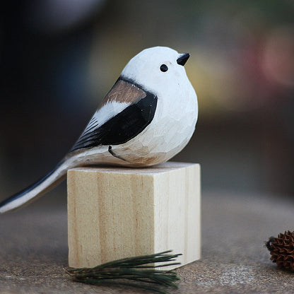 Handgesneden Houten Vogelfiguurtje Scandinavische Stijl Roodborstje Decoratie