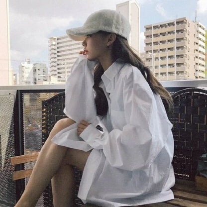 Dames Oversized Blouse Wit Loose Fit