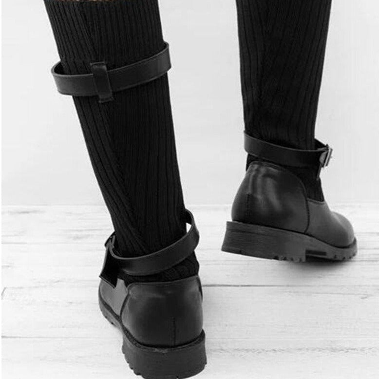 Dames Leren Laarzen met Gebreide Wol Inleg Winterwarm
