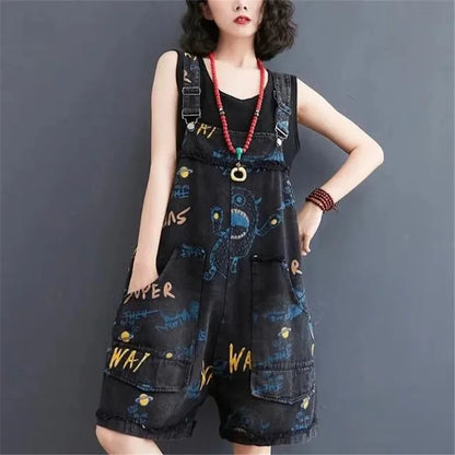 Zomer Overall Denim Shorts Bluzy Jurk