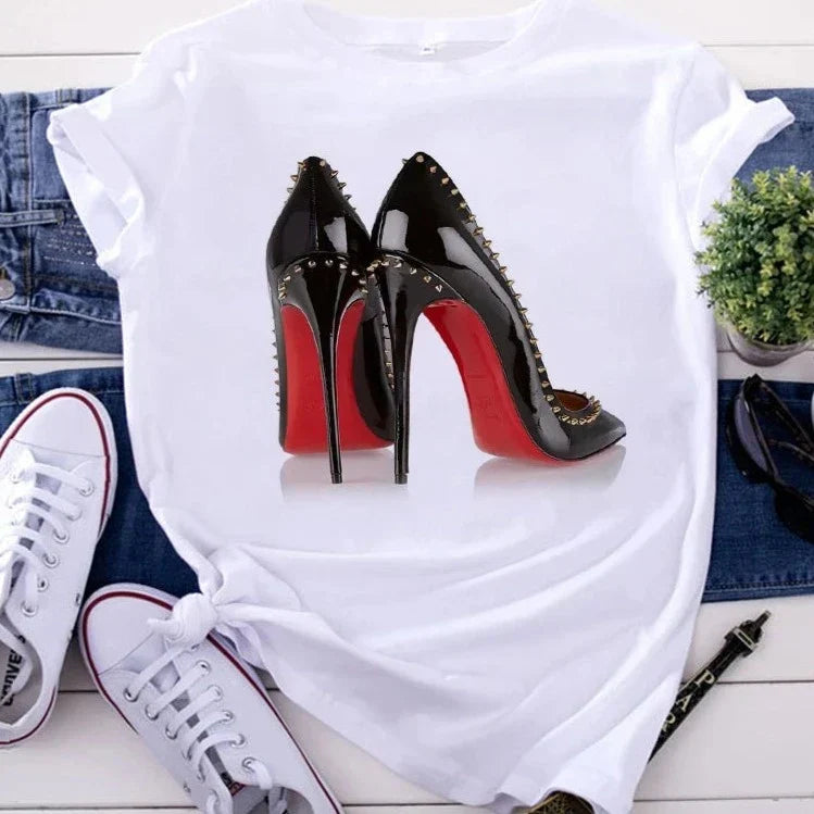 Dames T-shirt met Hoge Hak Design