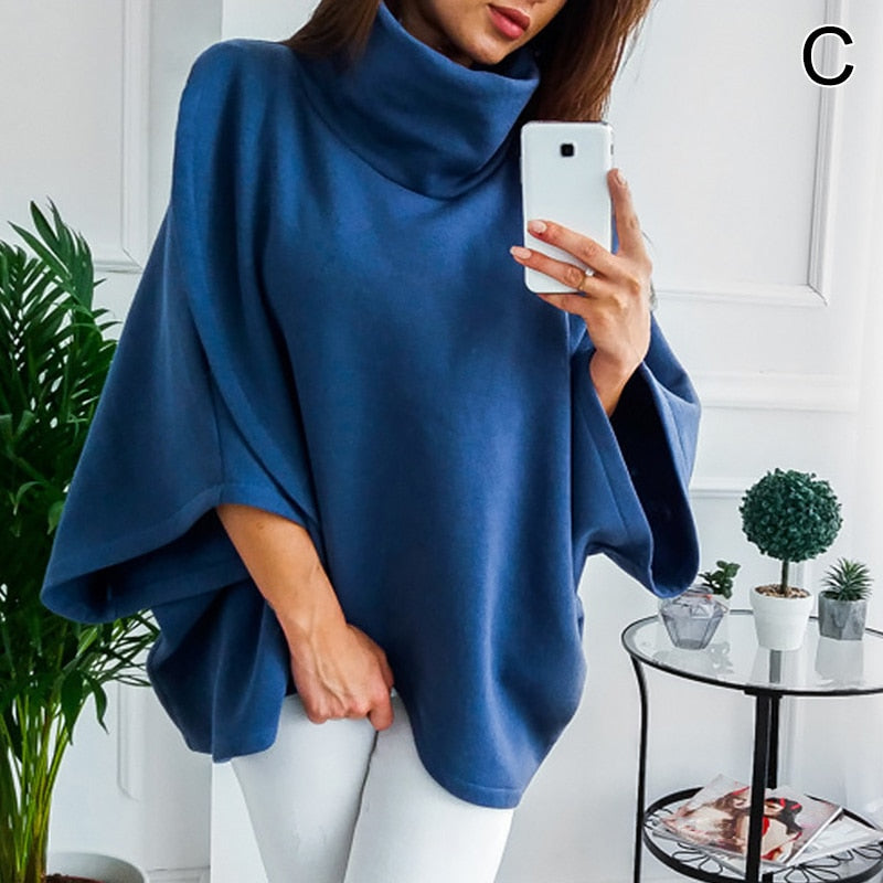 Dames Trui Oversized Asymmetrisch Zwart Modieus