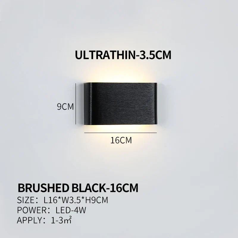 Ultra-dunne design wandlamp APHRODITE — moderne aluminium LED-wandverlichting met acryl kap