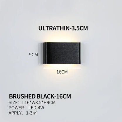 Ultra-dunne design wandlamp APHRODITE — moderne aluminium LED-wandverlichting met acryl kap