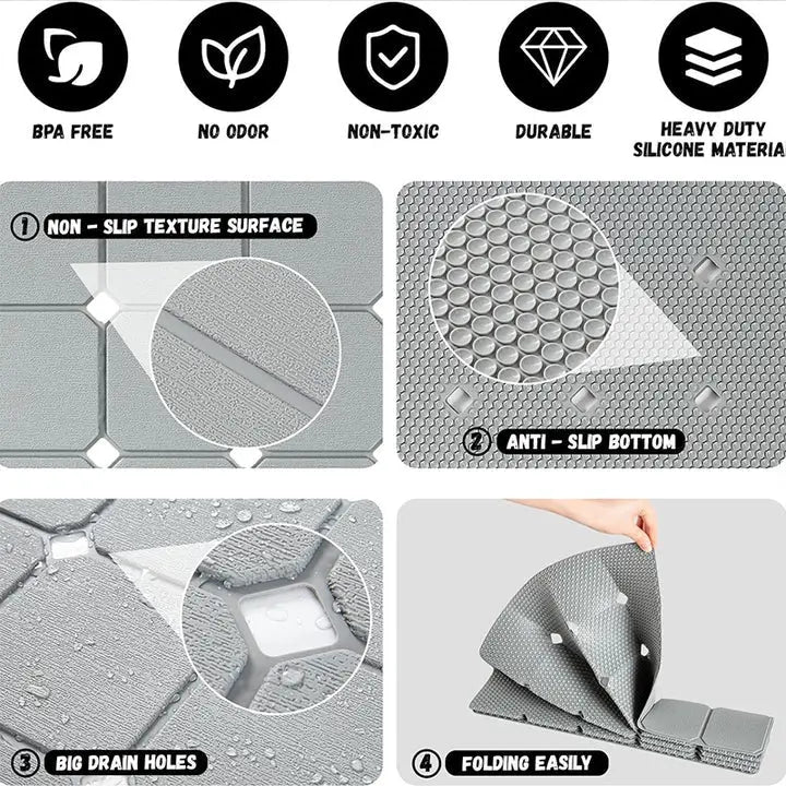 Opvouwbare Antislip Badmat met Zuignappen Siliconen Badkamermat Douche en Bad