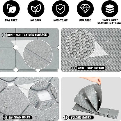 Opvouwbare Antislip Badmat met Zuignappen Siliconen Badkamermat Douche en Bad